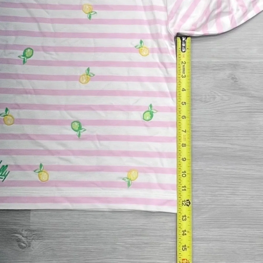 Lilly Pulitzer Girls Pink White Striped Lemon Lime Embroidered Top M 6-7 017832 - Picture 11 of 15
